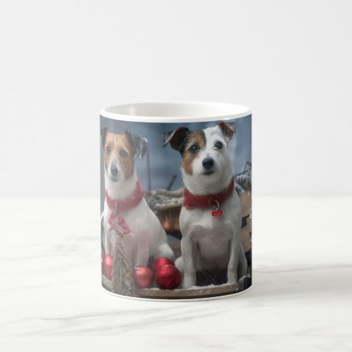 Jack Russell Snowy Sleigh Christmas Decor  Coffee Mug