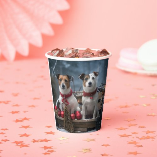 Jack Russell Snowy Sleigh Christmas Decor  Paper Cups