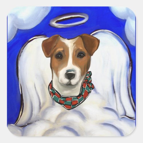 Jack Russell Terrier Angel Square Sticker