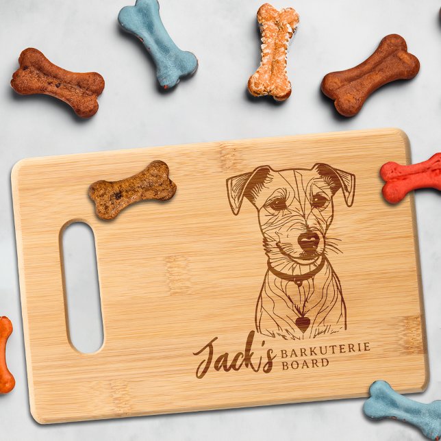 Jack Russell Terrier Barkuterie Dog Treat Wood Engraved Cutting Board (Jack Russell Terrier Dog Cutting Board Barkuterie Personalized Dog's Name, Dog Mom Dad Owner Gift)