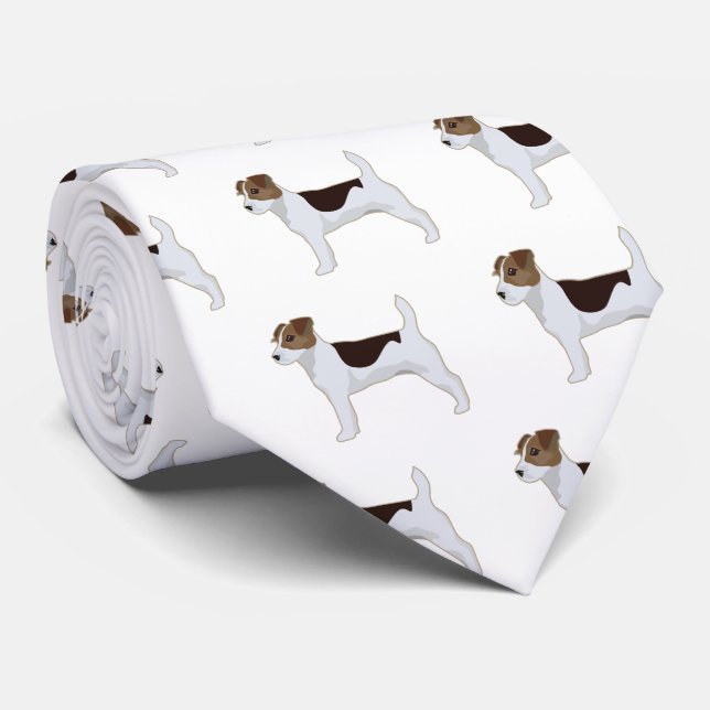 Jack Russell Terrier Basic Breed Illustration Neck Tie (Rolled)