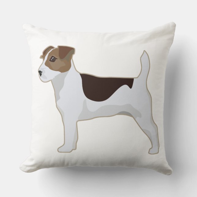 Jack Russell Terrier Basic Breed Illustration Throw Pillow (Front)