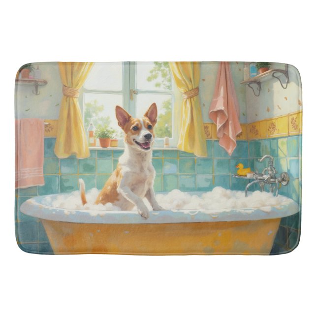 Jack Russell Terrier Bath Time Playful Bathroom De Mat (Front)