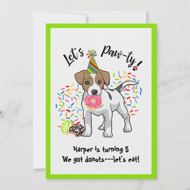 Jack Russell Terrier Birthday Party Invitation (Front)