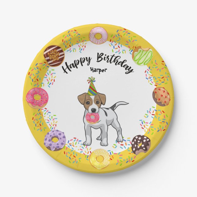 Jack Russell Terrier Birthday Party Paper Plate (Front)