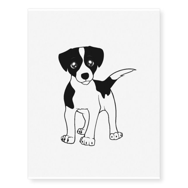 jack-russell-terrier black cartoon temporary tattoos (Front)