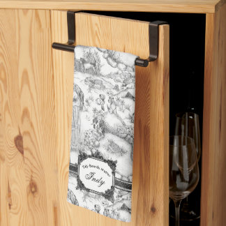 JACK RUSSELL Terrier Black Toile Kitchen Towel