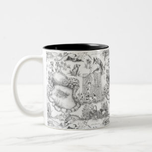 JACK RUSSELL Terrier Black Toile Two-Tone Coffee Mug