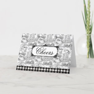 JACK RUSSELL Terrier Black Toile w/Customization Letterpress Thank You Card