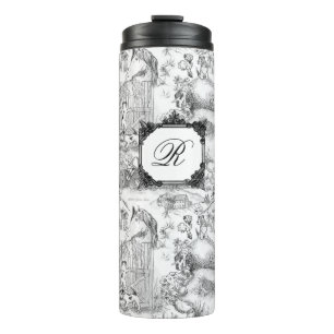 JACK RUSSELL Terrier Black Toile w/Monogram Thermal Tumbler