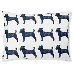 Jack Russell Terrier Black Watercolor Silhouette Pet Bed