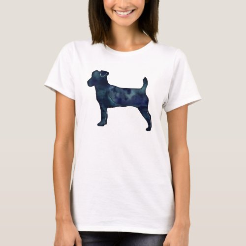 Jack Russell Terrier Black Watercolor Silhouette T_Shirt