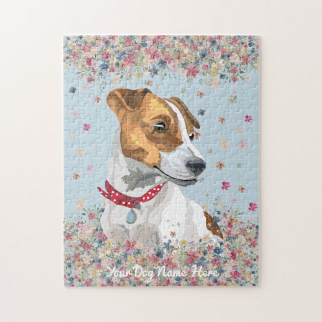 Jack Russell Terrier Blue Jigsaw Puzzle (Vertical)