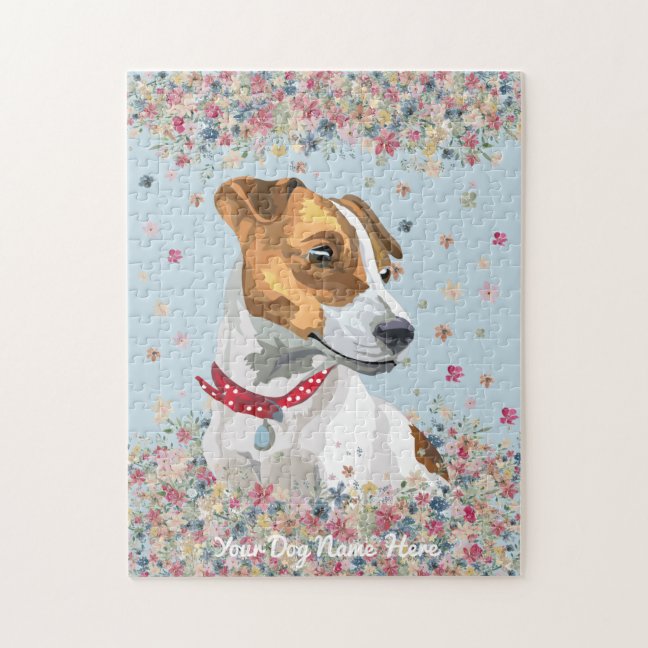 Jack Russell Terrier Blue Jigsaw Puzzle