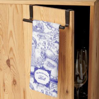 JACK RUSSELL Terrier Blue Toile Kitchen Towel