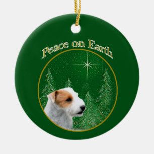 Jack Russell Terrier (broken) Peace Keychain Ceramic Ornament