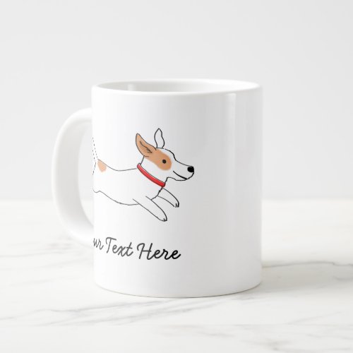 Jack Russell Terrier Cartoon Dog with Custom Text Giant Coffee Mug