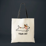 Jack Russell Terrier Cartoon Dog with Custom Text Tote Bag<br><div class="desc">Cute Jack Russell Bag. A cool and fashionable tote bag for your grocery shopping, pet supplies, extra towels for the dog beach, and stuff for all your fun adventures. Makes a perfect gift for anyone who loves a Jack Russell Terrier. Check out Jenn's Doodle World for even more pet lover's...</div>