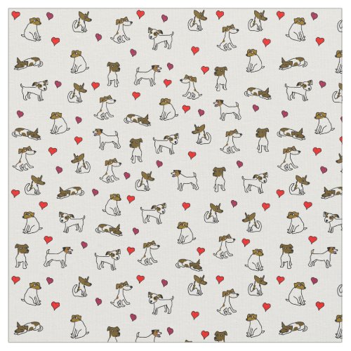 Jack Russell Terrier Cartoon Print Fabric