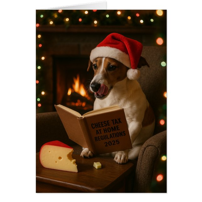Jack Russell Terrier 'Cheese Tax' Christmas card (Front)