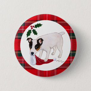 Jack Russell Terrier Christmas Button