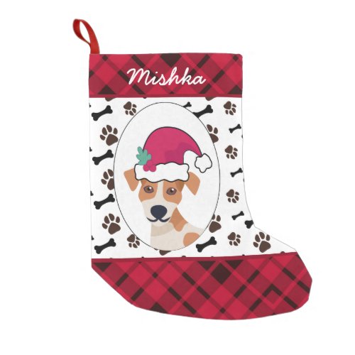 Jack Russell Terrier Christmas Custom Dog Name Small Christmas Stocking