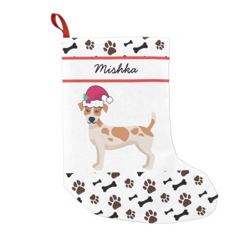 Jack Russell Terrier Christmas Custom Dog Name Small Christmas Stocking