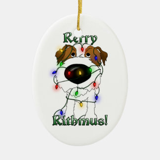 Jack Russell Terrier - Christmas Lights Ceramic Ornament