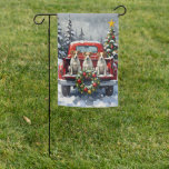 Jack Russell Terrier Christmas Red Truck Holiday Garden Flag