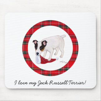 Jack Russell Terrier Christmas Tartan Mouse Pad
