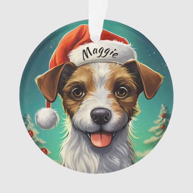Jack Russell Terrier Custom Christmas Ornament (Front)