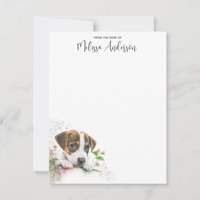 Jack Russell Terrier Cute Puppy Dog Personalized Note Card (Front)