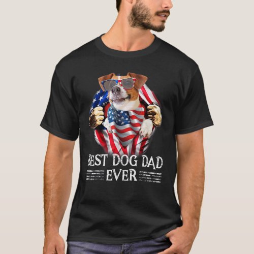 Jack Russell Terrier Dad American Flag 4th Of July T_Shirt