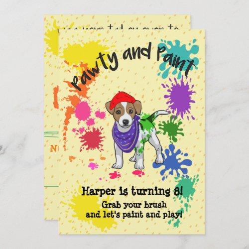 Jack Russell Terrier Dog Art Birthday Party Invite