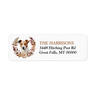 Jack Russell Terrier Dog Autumn Wreath Label