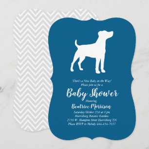 Jack Russell Terrier Dog Baby Shower Blue Boy Invitation
