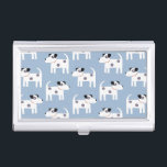 Jack Russell Terrier Dog Blue Business Card Case<br><div class="desc">A cute but feisty Jack Russell Terrier dog pattern on a blue background.  These lovely little pups are also known as Parson Russell Terriers. Ideal for dog sitters,  dog walkers and veterinarians.</div>