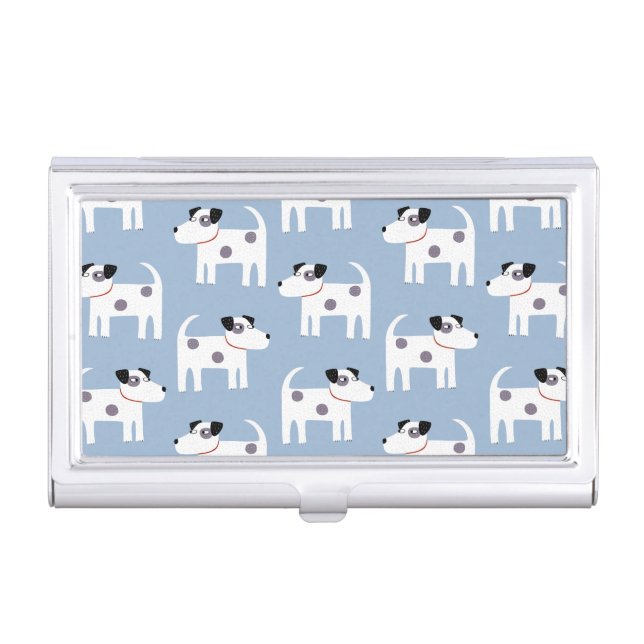 Jack Russell Terrier Dog Blue Business Card Case (Front)