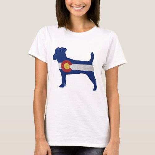 Jack Russell Terrier Dog Breed Colorado Flag T_Shirt