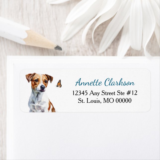 Jack Russell Terrier Dog Butterfly Wonder Label (Insitu)