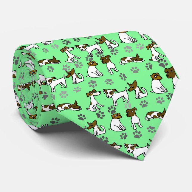 Jack Russell Terrier Dog Cartoon  Neck Tie (Rolled)