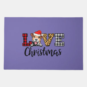 Jack Russell Terrier Dog Christmas Leopard Buffalo Doormat