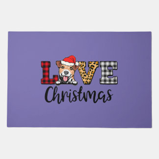 Jack Russell Terrier Dog Christmas Leopard Buffalo Doormat