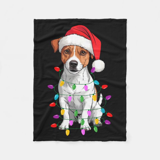 Jack Russell Terrier Dog Christmas Sweater Xmas Pe Fleece Blanket (Front)