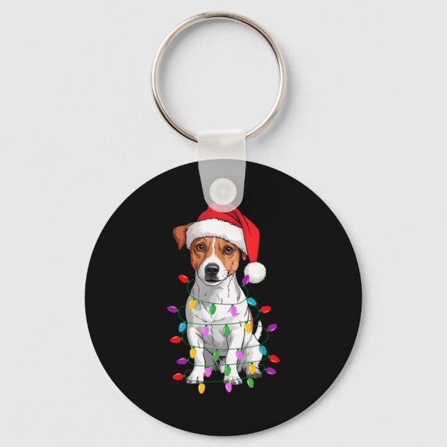 Jack Russell Terrier Dog Christmas Sweater Xmas Pe Keychain (Front)