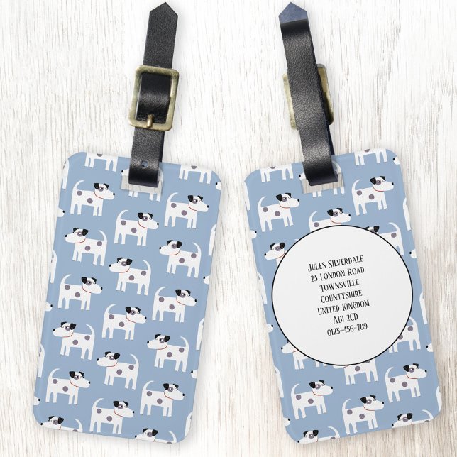 Jack Russell Terrier Dog Custom Luggage Tag (Fun Parson Jack Russell Terrier dog pattern personalized luggage tag for dog lovers)