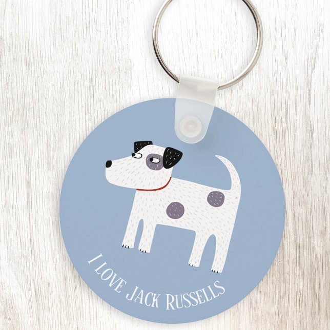 Jack Russell Terrier Dog Custom Text Keychain (Jack Russell Parson Terrier dog key ring)