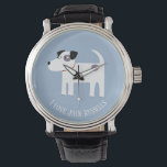 Jack Russell Terrier Dog Custom Text Watch<br><div class="desc">An adorable Jack Russell or Parson Terrier dog on a blue background.
Perfect for your favorite dog mom or dog dad.
Change or remove the text to customize.</div>