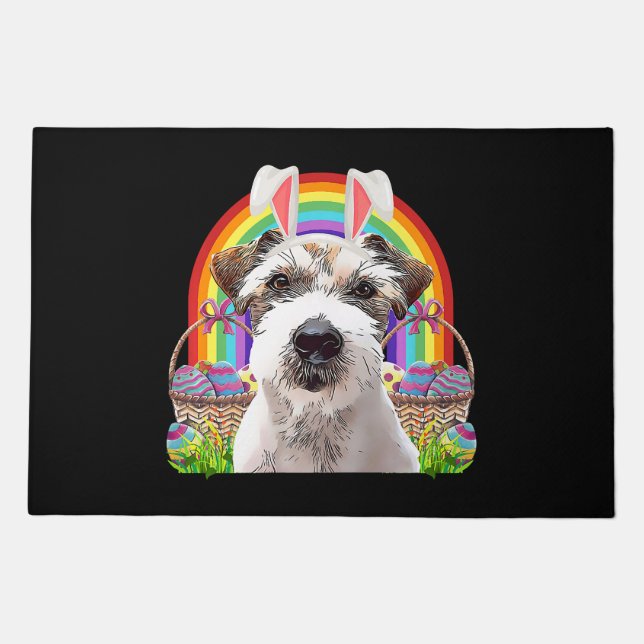 Jack Russell Terrier Dog Easter Bunny Egg Hunt Pre Doormat (Front)