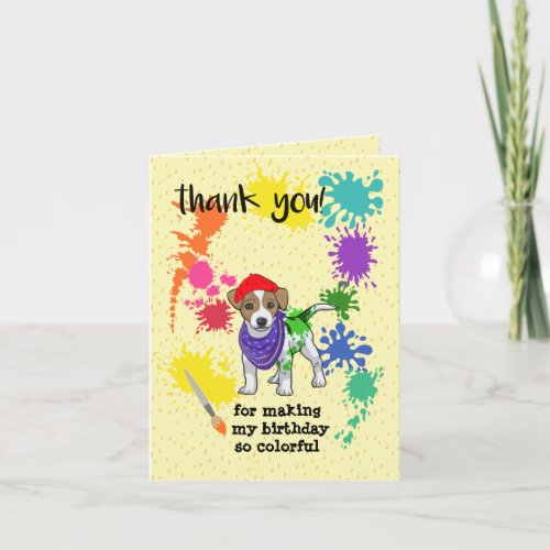 Jack Russell Terrier Dog Fun Art Birthday Party   Thank You Card